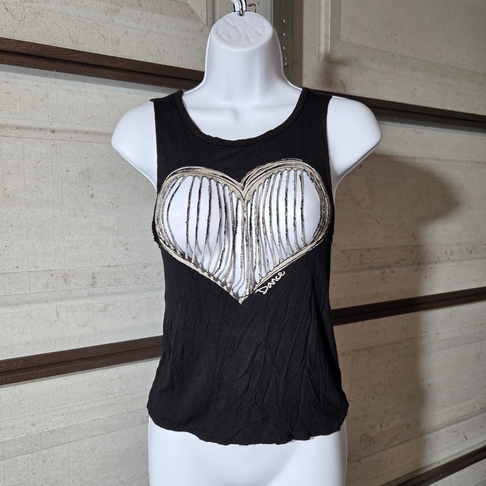 Trendy Trends Black Heart Cutout‎ Tank Top Y2K Grunge Scene Youth Large RK 308